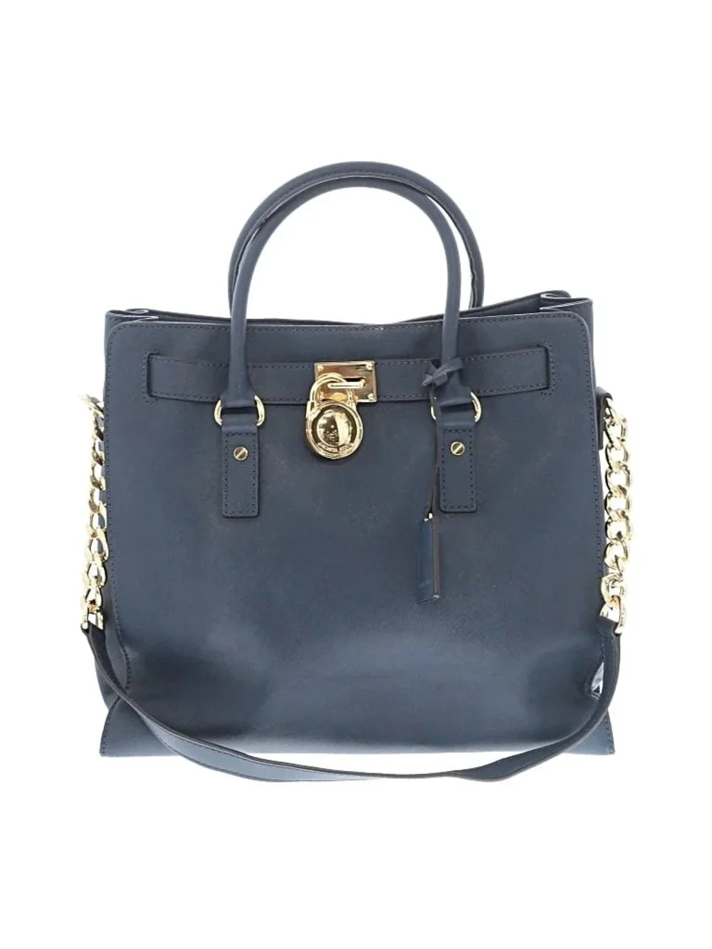 Michael Kors Blue Leather Satchel And Laptop Briefcase with Gold Hardware